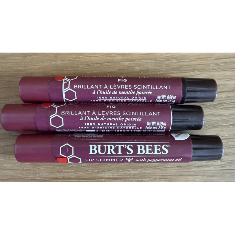 Lot Of 3 Burt's Bees 100% Natural Moisturizing Lip Shimmer, Fig